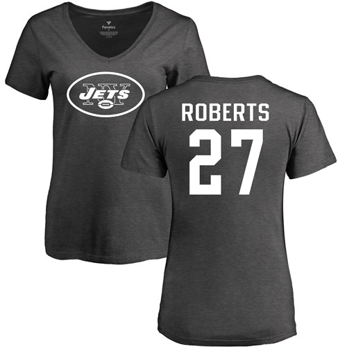 New York Jets Ash Women Darryl Roberts One Color NFL Football #27 T Shirt->women nfl jersey->Women Jersey